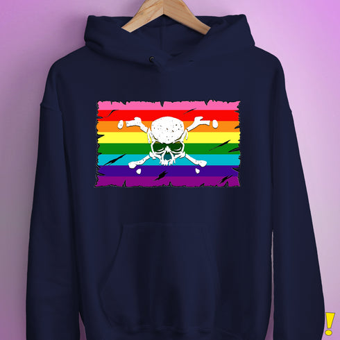 Gilbert Baker LGBTQ Pride Pirate Flag Hoodie - Navy